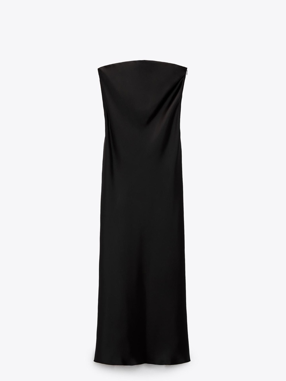 Zara Strapless Black Satin Evening Dress